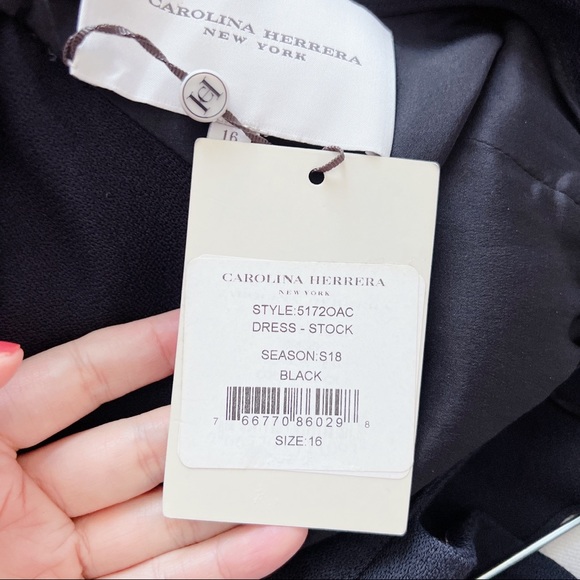 NWT Carolina Herrera Layered Ruffle Black Midi Dress - Picture 8 of 8